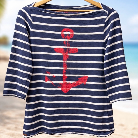 Hatley Tops - Harley Breton Nautical Striped Women’s Shirt with Anchor Design